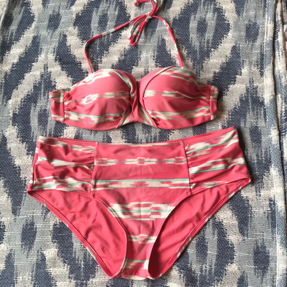 Aerie Pink Striped Bikini Set